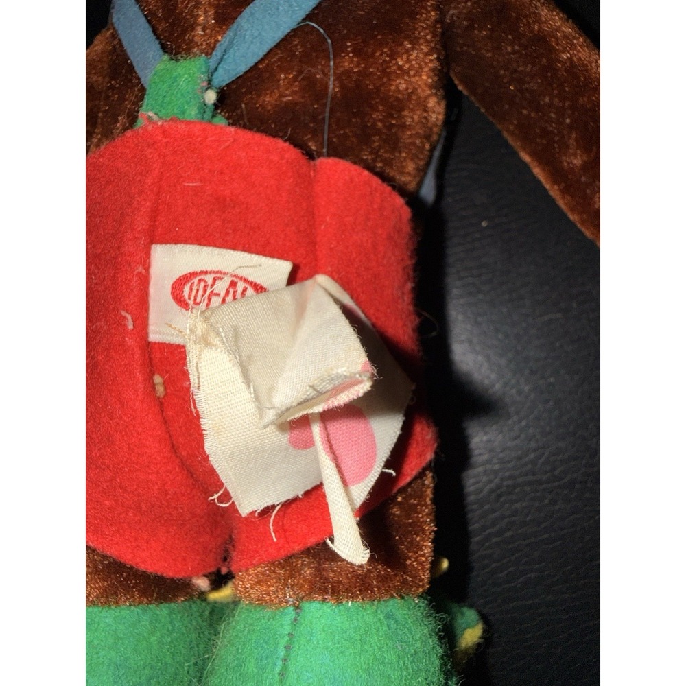 Vintage Ideal Toy Corp Monkey Plush Doll Red Shorts Green Shoes Bow Tie Retro - Picture 10 of 16